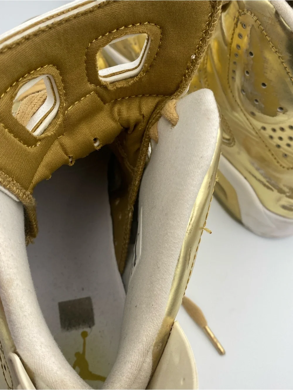 Jordan Metallic Gold High Top Sneakers with White Interior